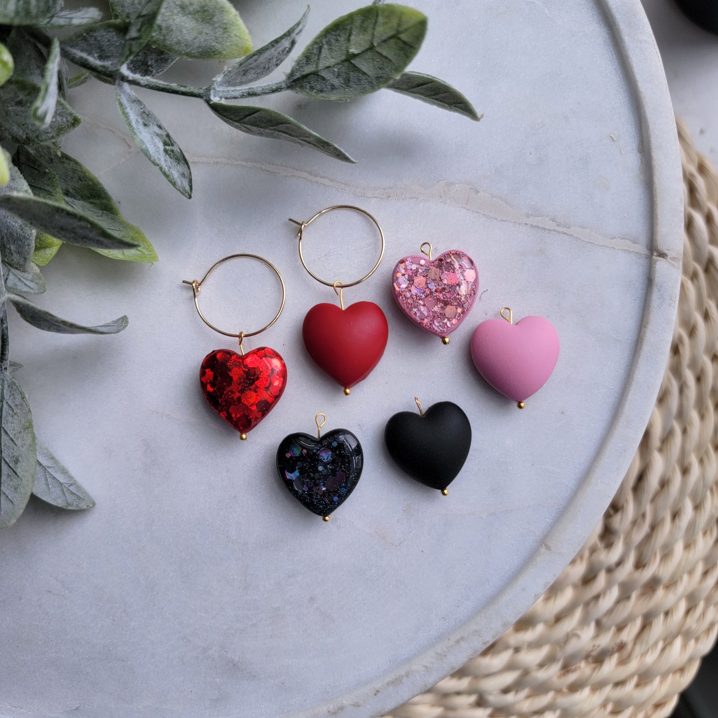 Double Sided Glitter Heart Earrings