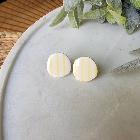 Mini Rae Studs in Grand Yellow Stripe