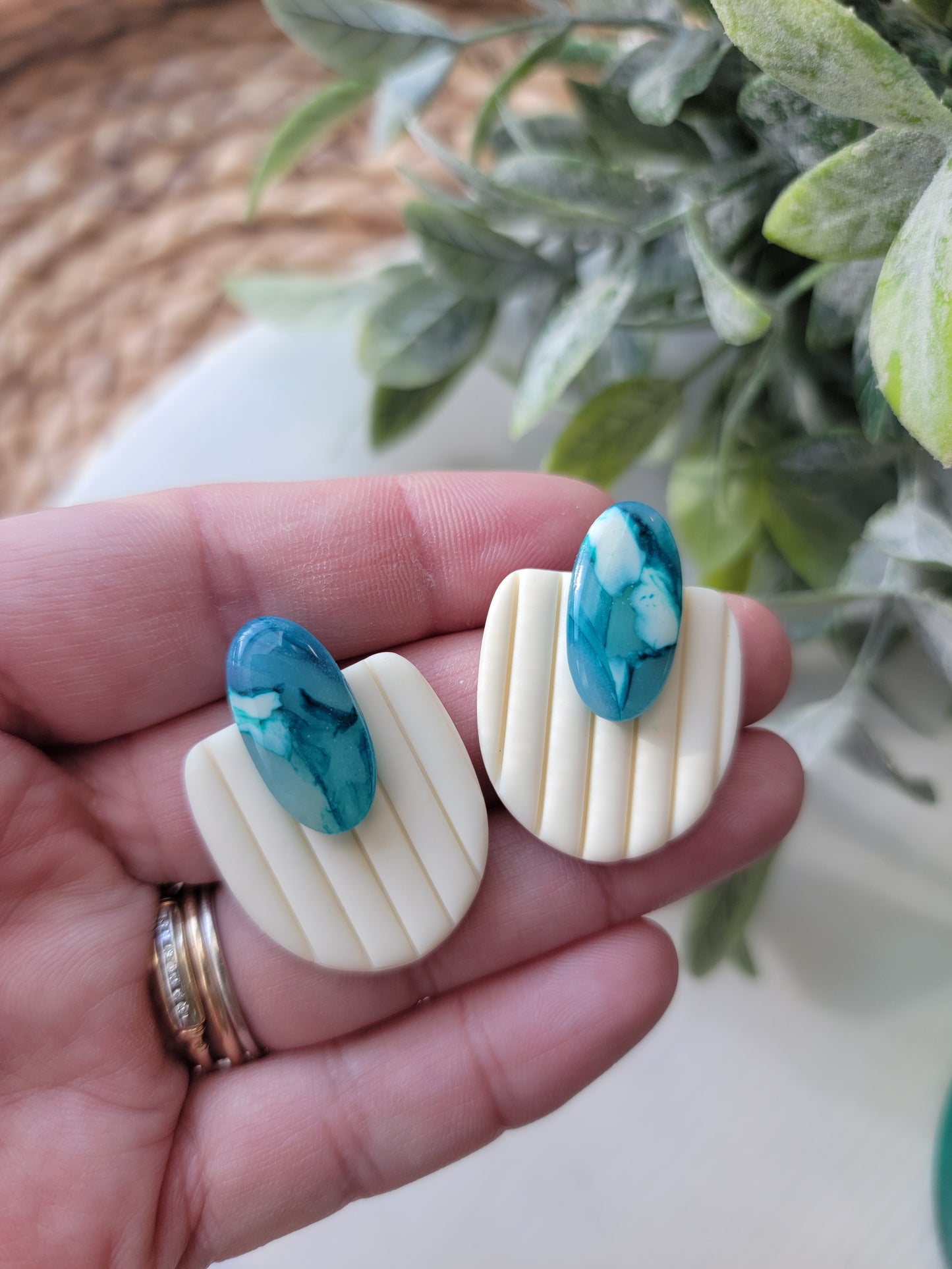 Teal Stone Statement Studs