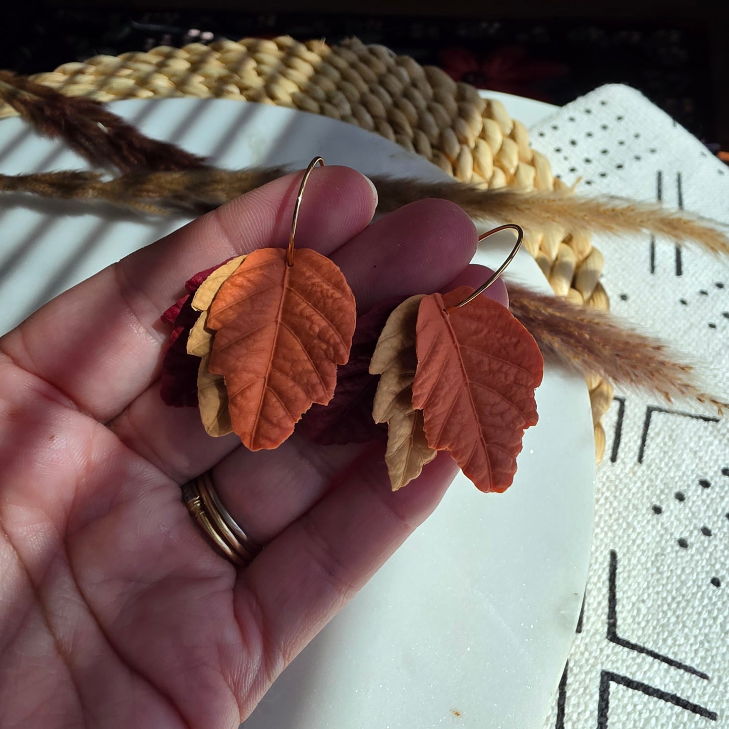 Autumn Leaf Hoop Earrings