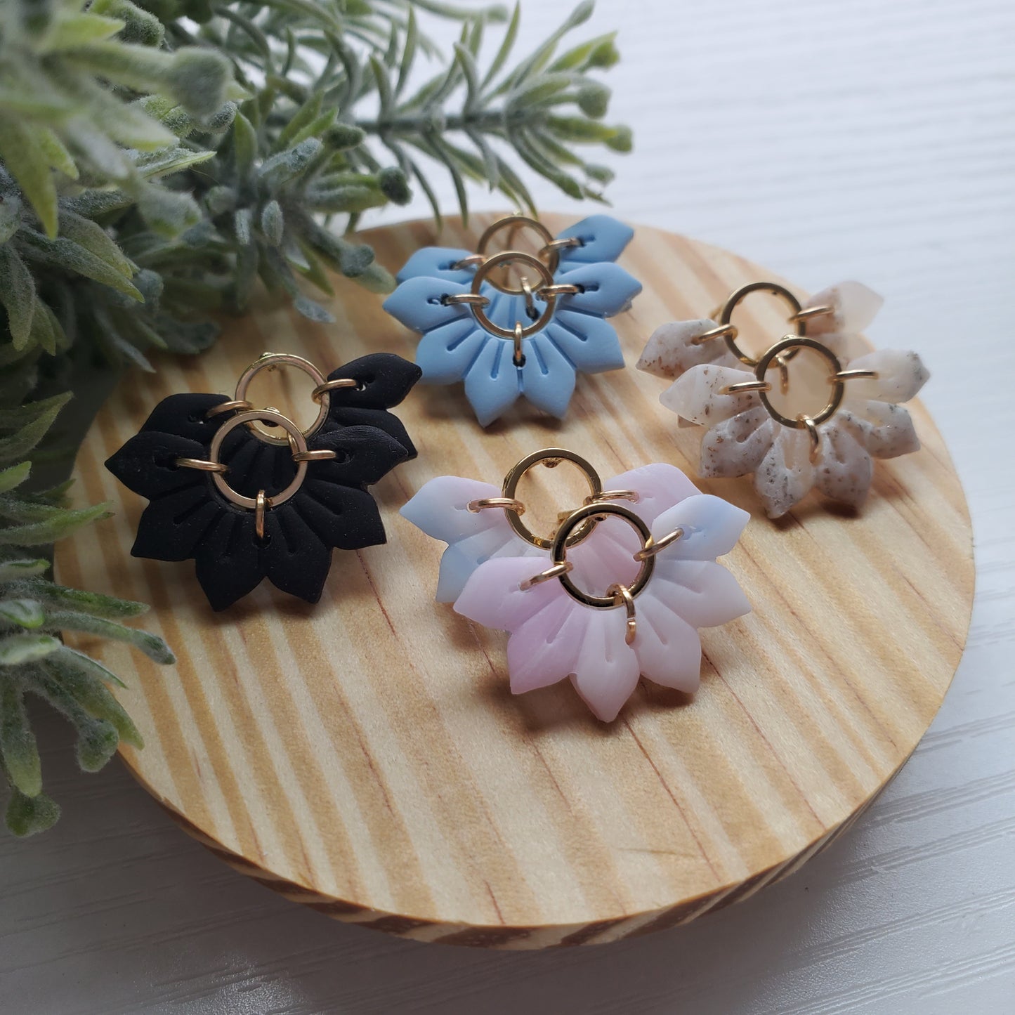 Flower Studs in Blue