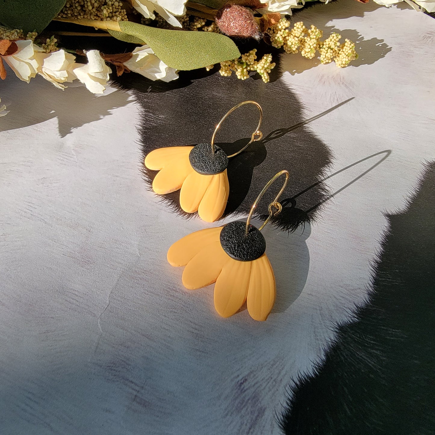 Black Eyed Susan Hoop Earrings