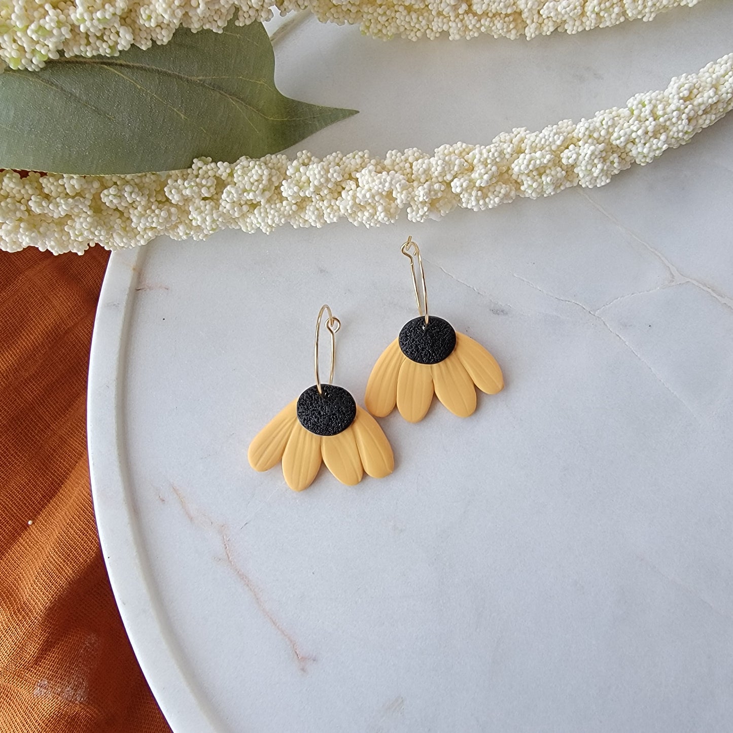 Black Eyed Susan Hoop Earrings