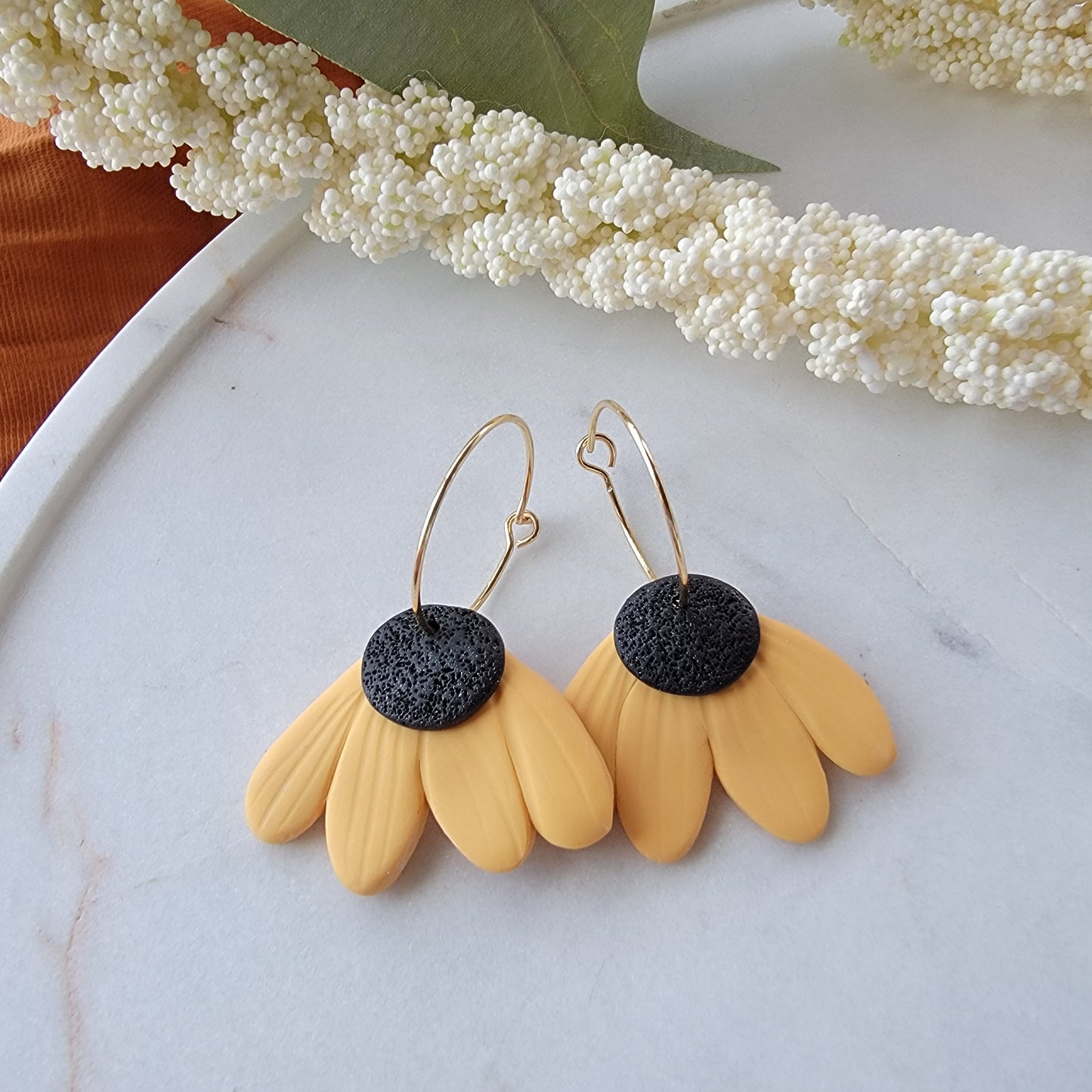 Black Eyed Susan Hoop Earrings
