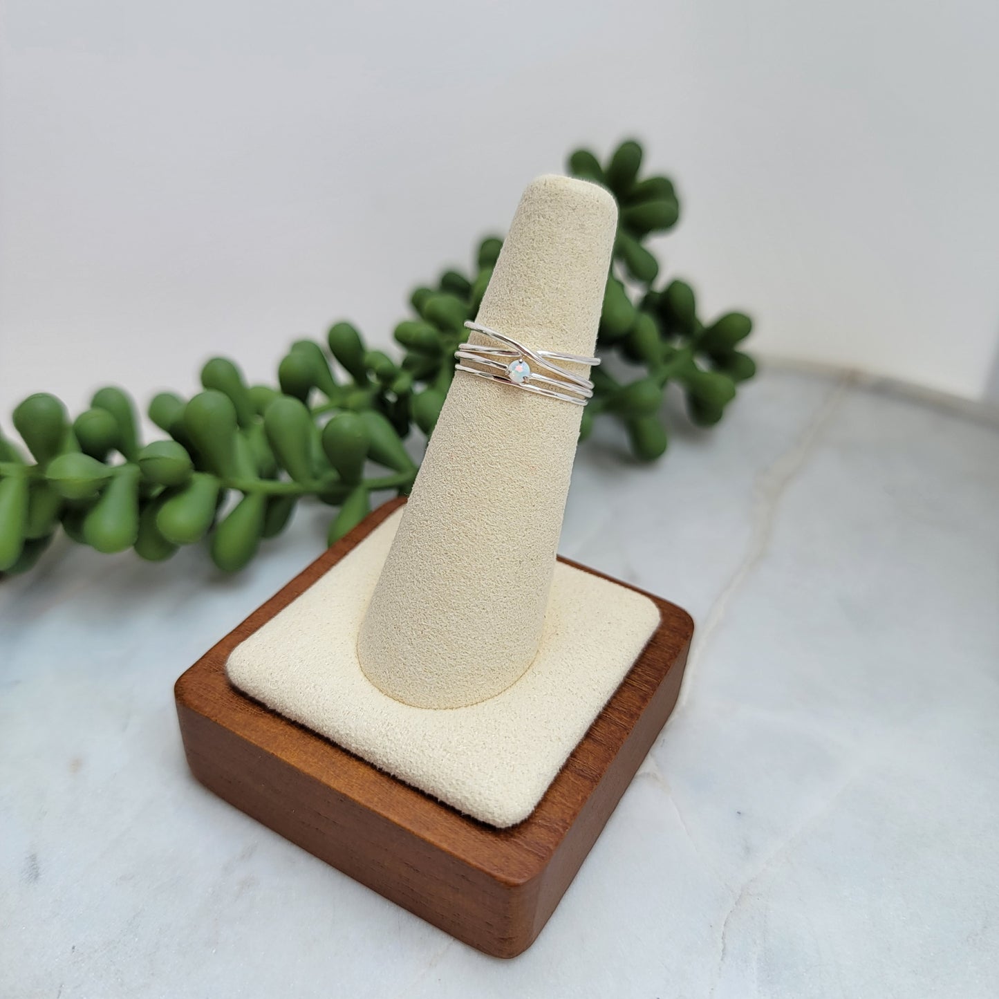 Opal Silver 3 Ring Stack