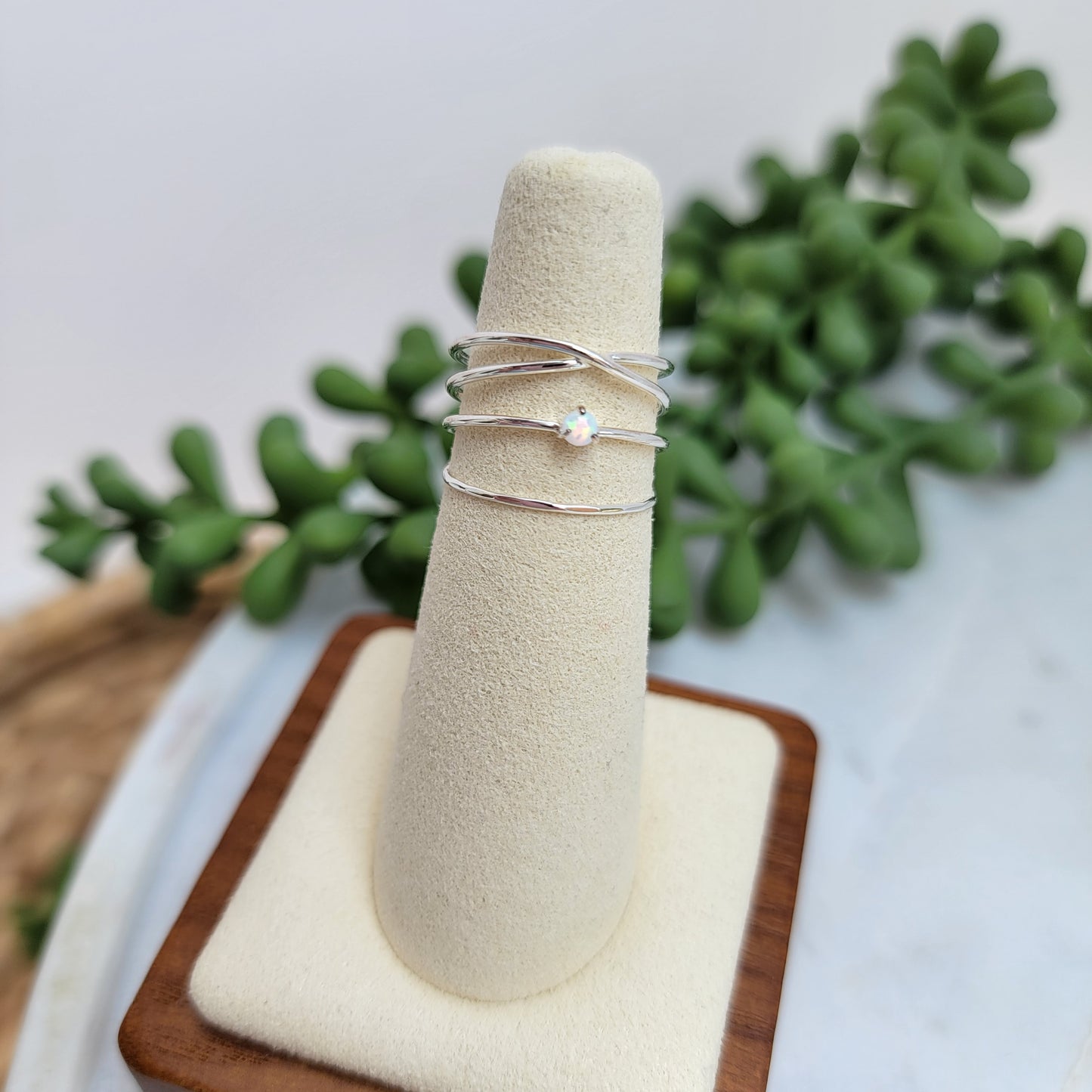 Opal Silver 3 Ring Stack