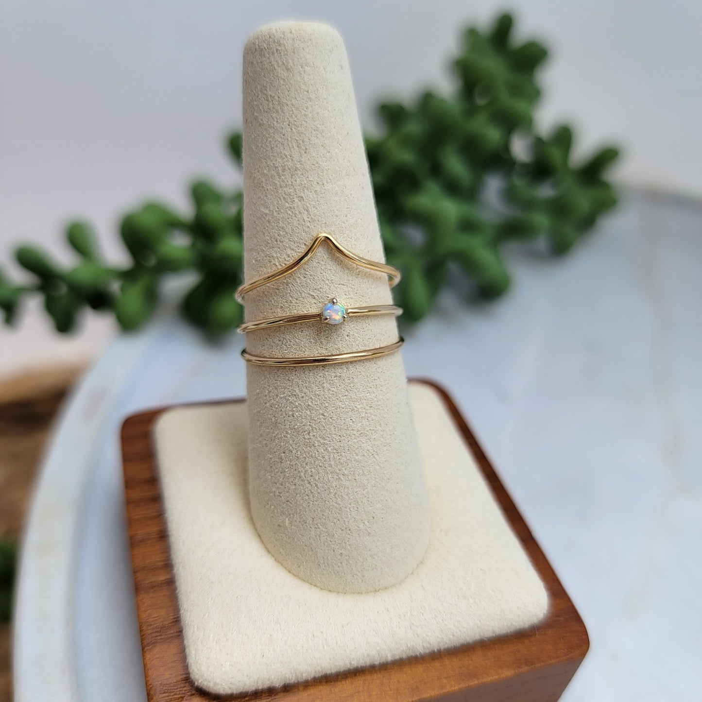 Opal Gold 3 Ring Stack