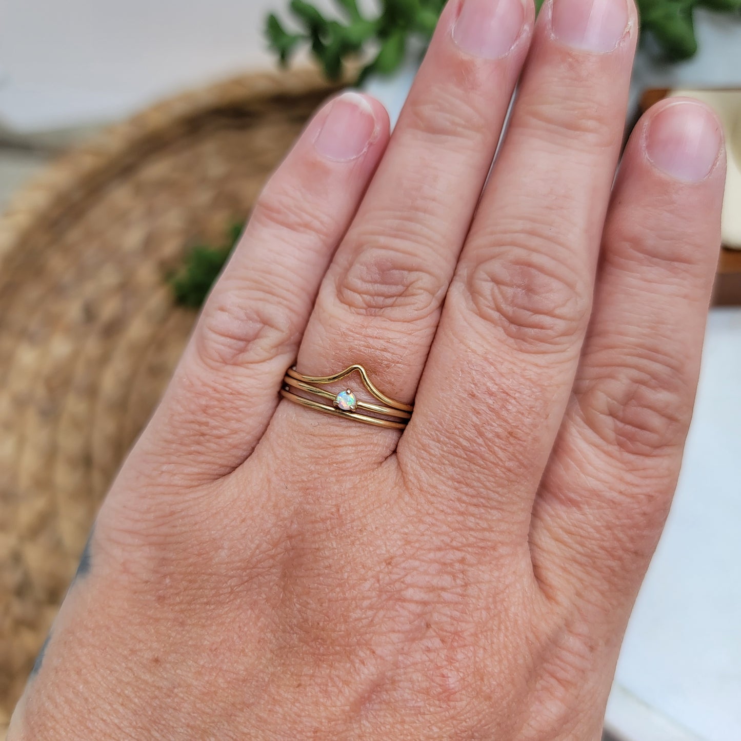 Opal Gold 3 Ring Stack