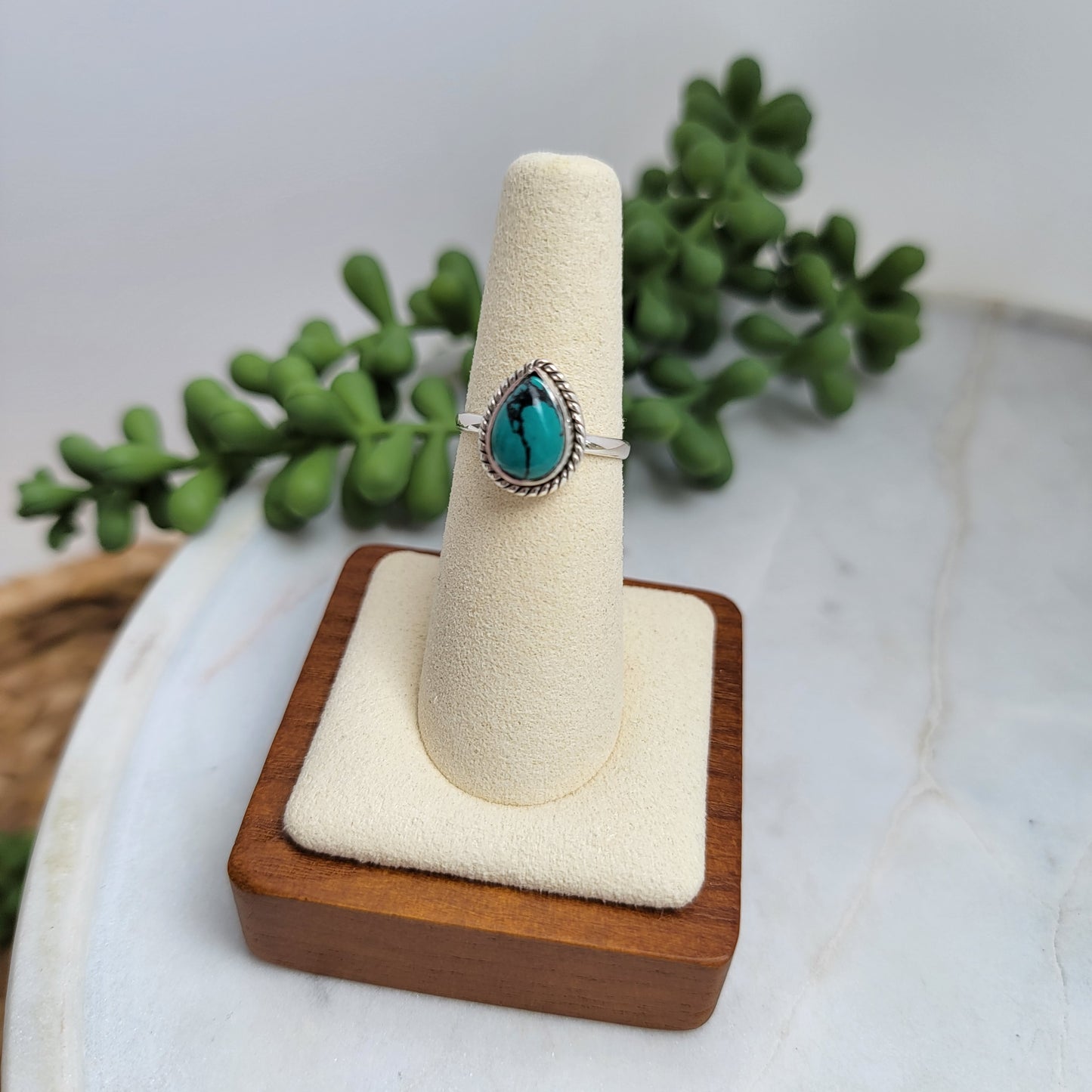 Sterling Silver Turquoise Teardrop Ring