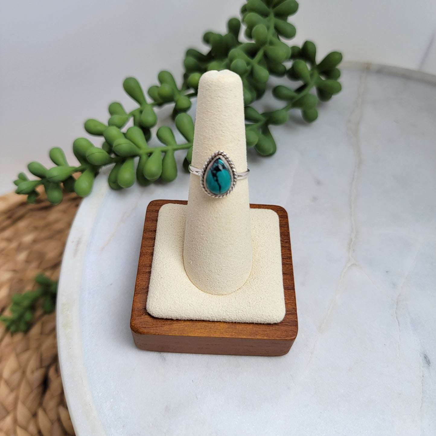 Sterling Silver Turquoise Teardrop Ring