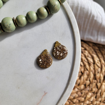 Gold Glitter Ornament Earrings