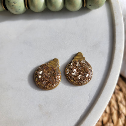 Gold Glitter Ornament Earrings