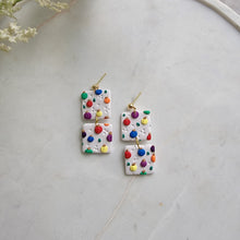 Load image into Gallery viewer, Rainbow Pumpkin Square Stack Earrings
