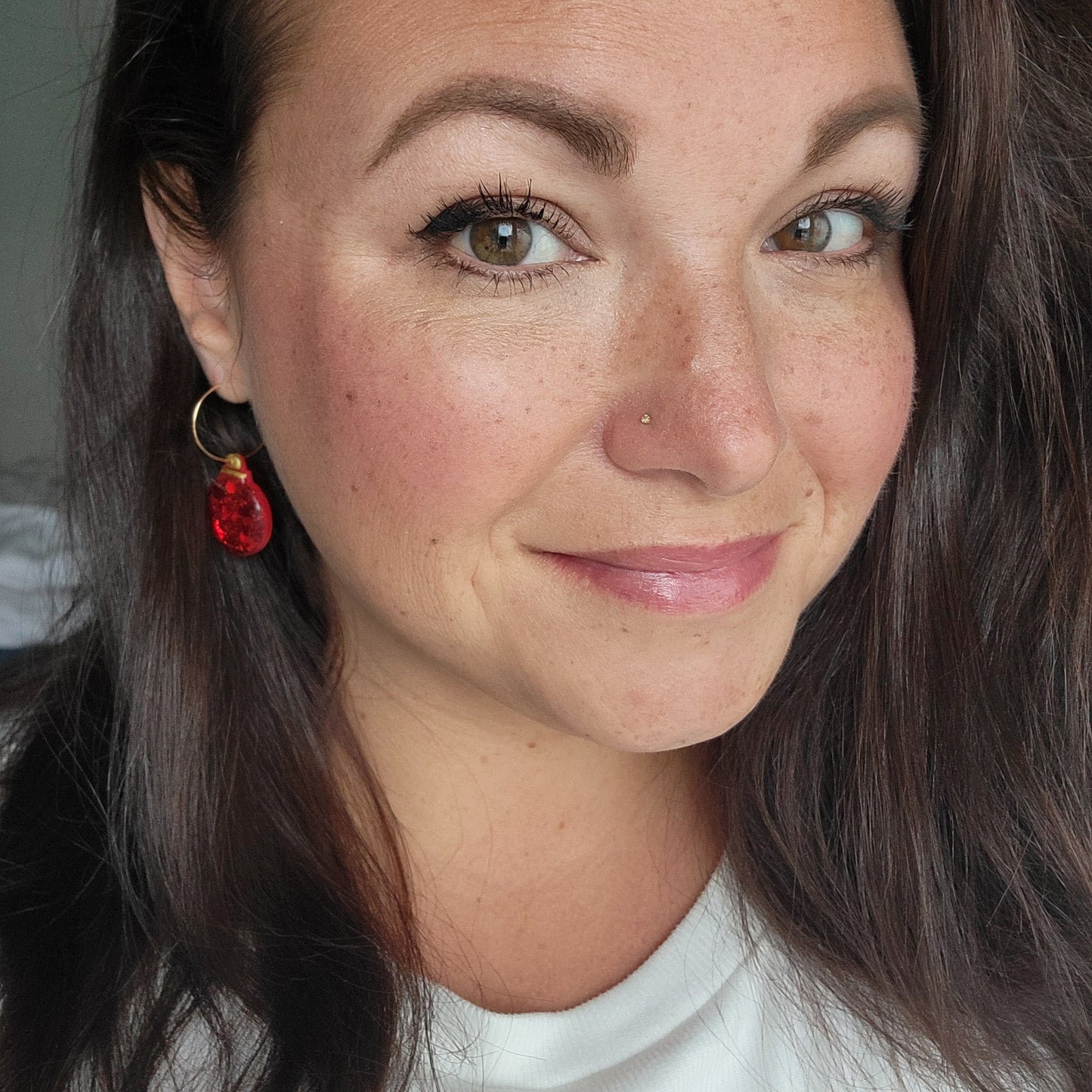 Red Glitter Ornament Earrings