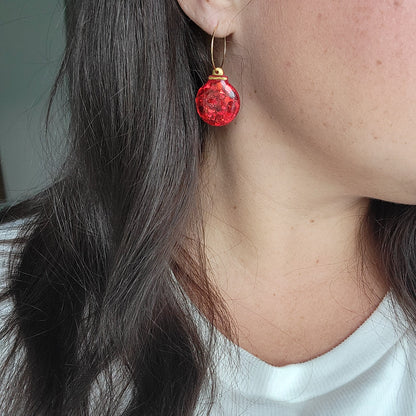 Black Glitter Ornament Earrings