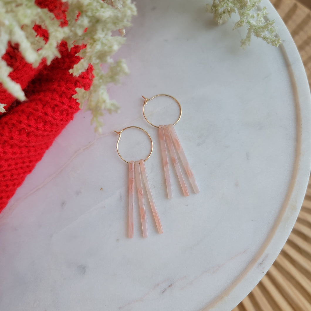 Pink Marbled Acrylic Hoops