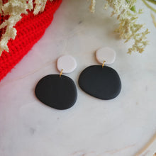Load image into Gallery viewer, Black and White Colorblock Earrings
