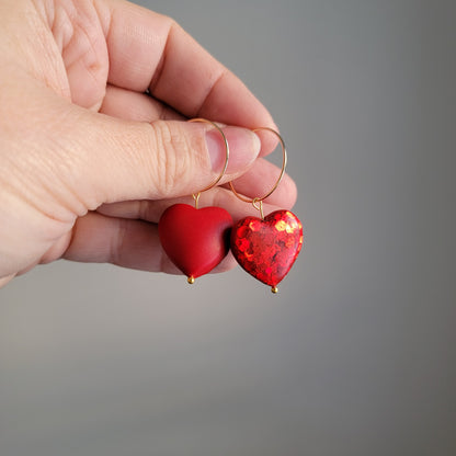Double Sided Glitter Heart Earrings