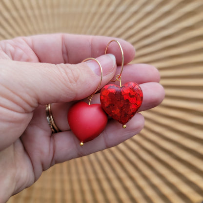 Double Sided Glitter Heart Earrings