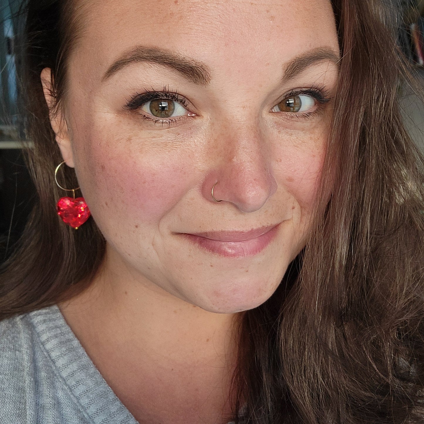 Double Sided Glitter Heart Earrings