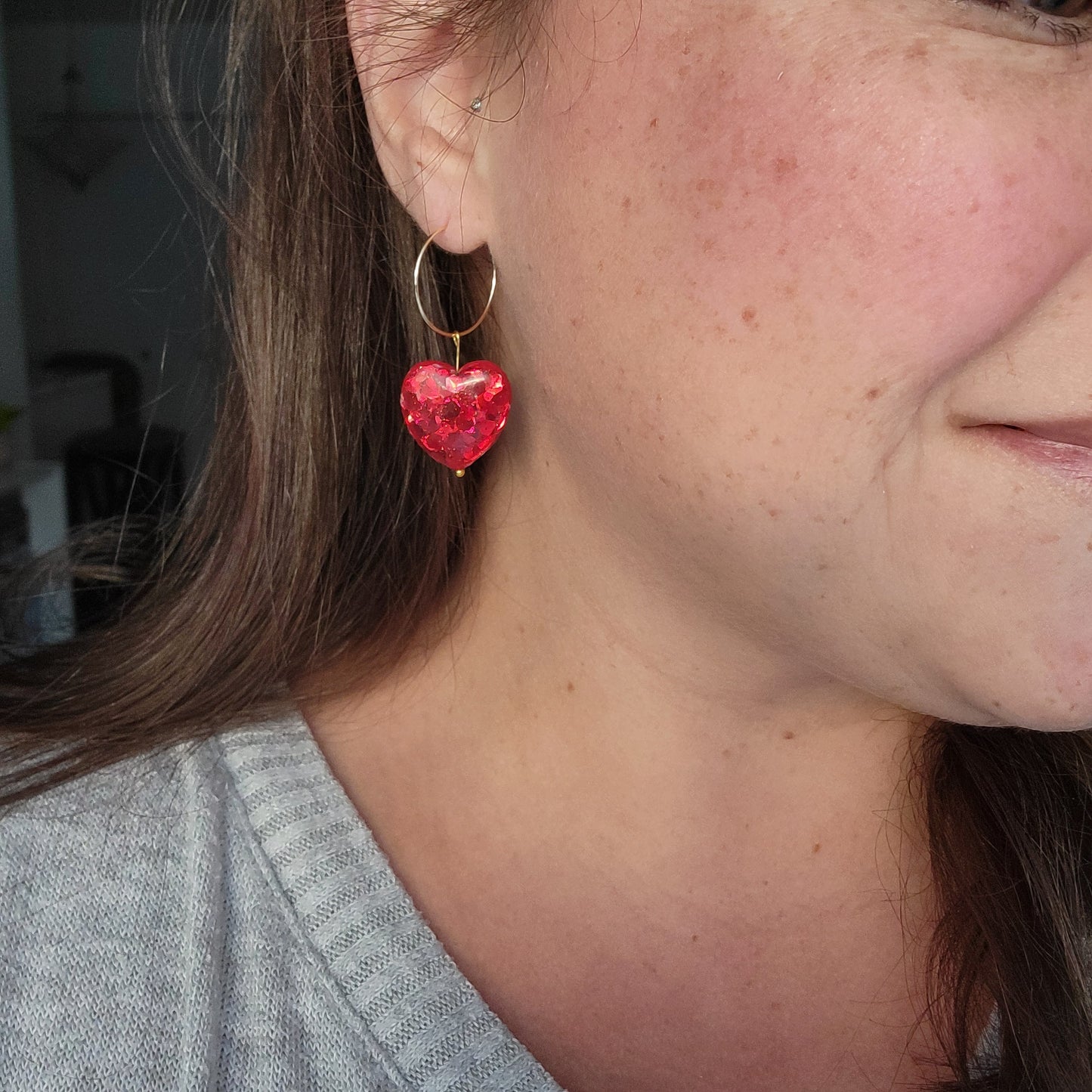 Double Sided Glitter Heart Earrings