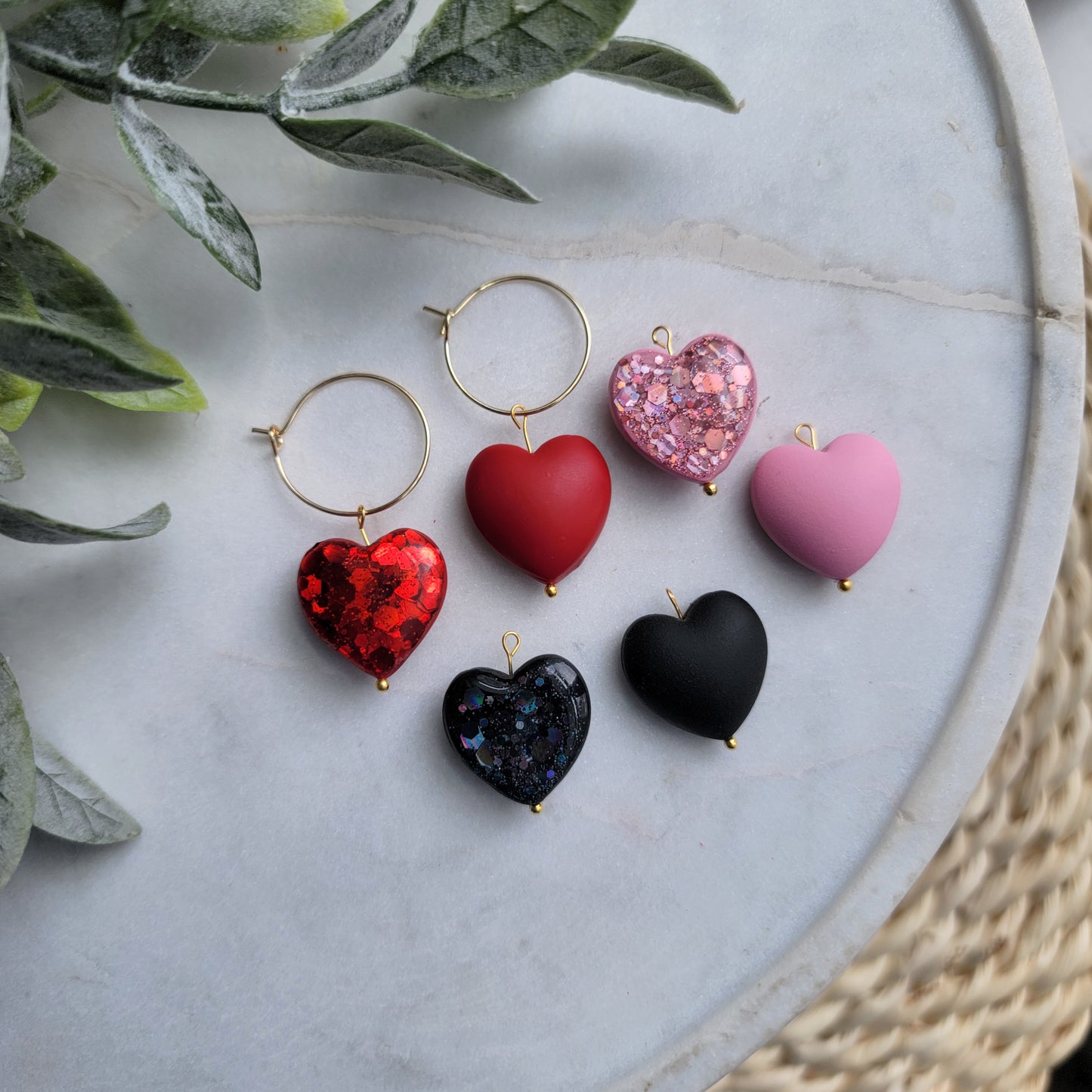 Double Sided Glitter Heart Earrings