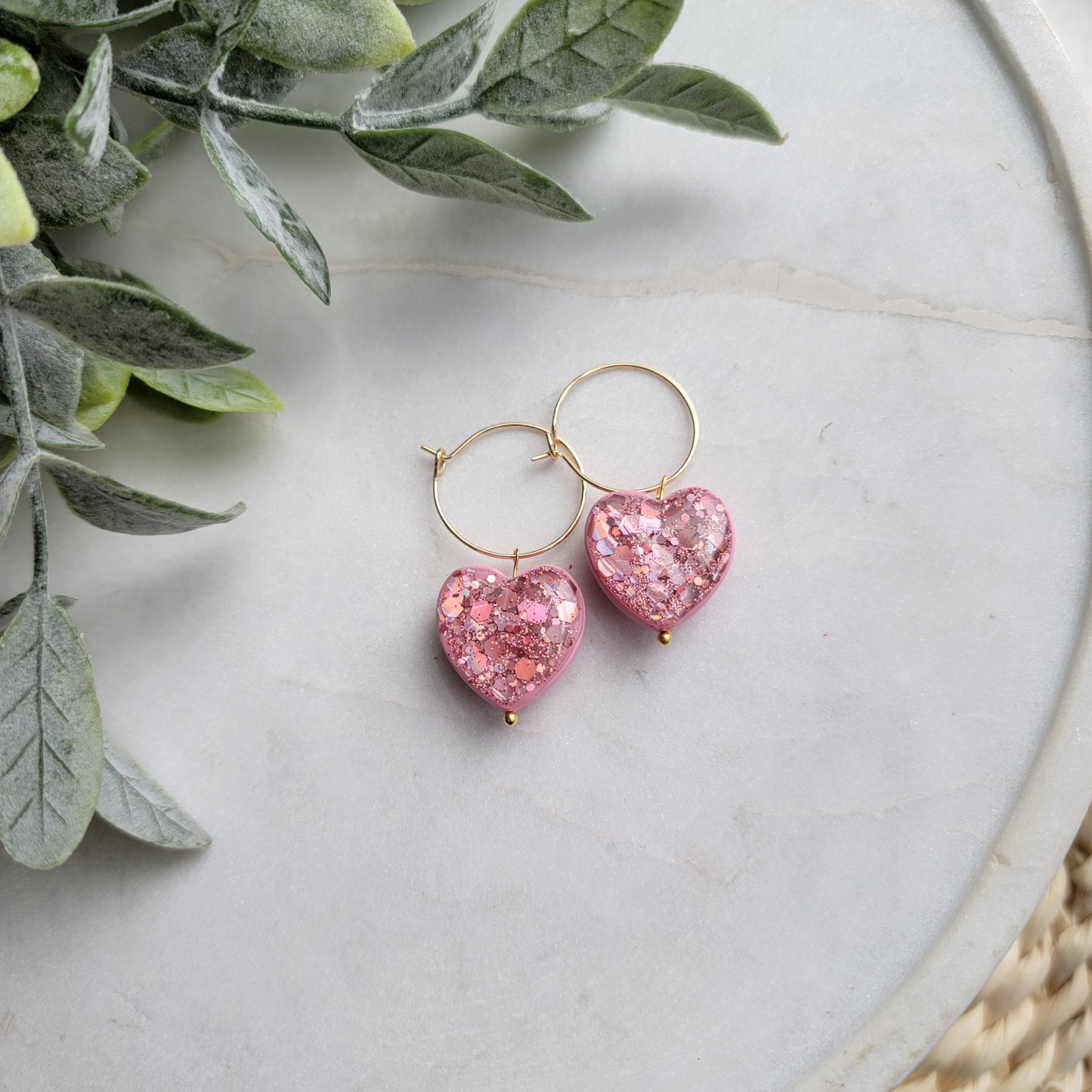 Double Sided Glitter Heart Earrings