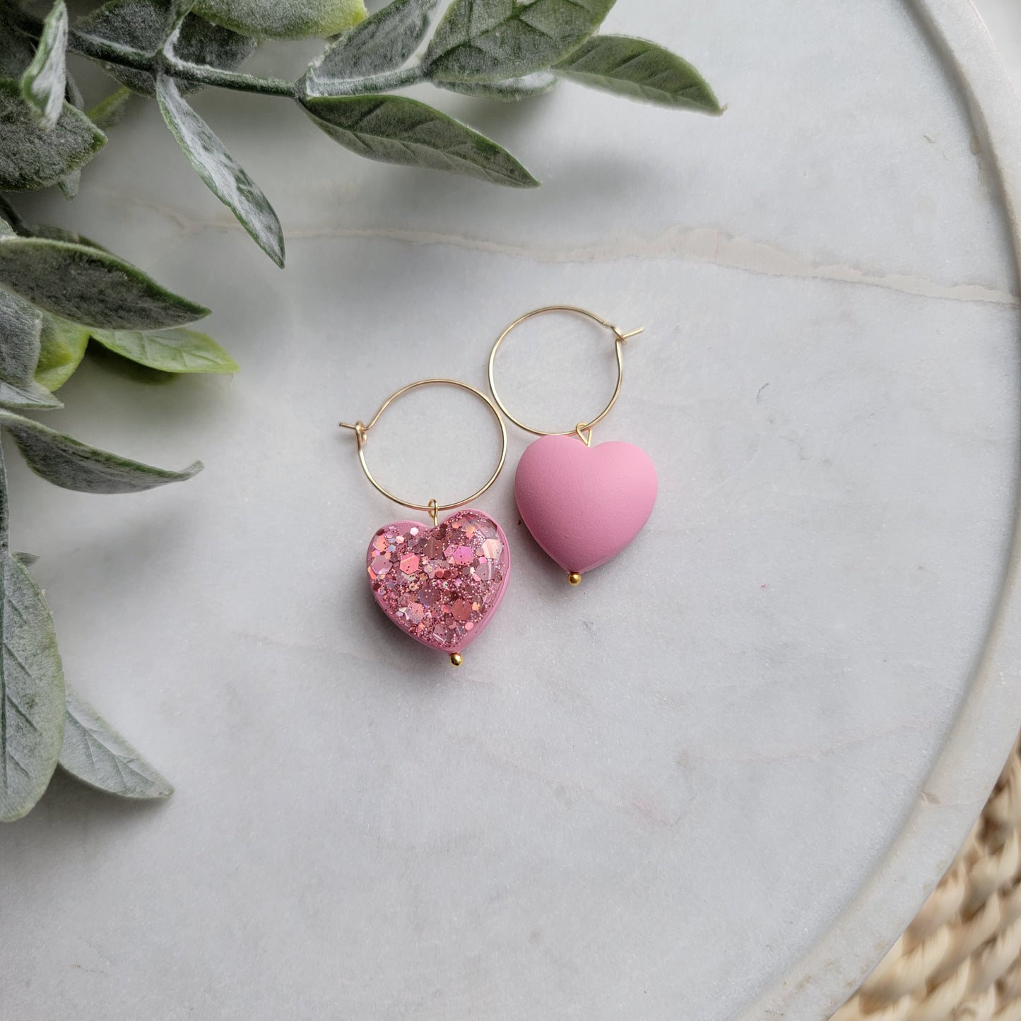 Double Sided Glitter Heart Earrings