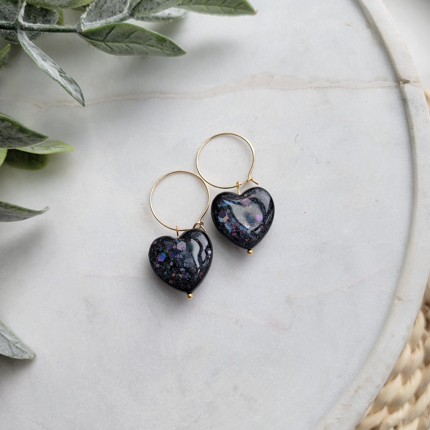 Double Sided Glitter Heart Earrings