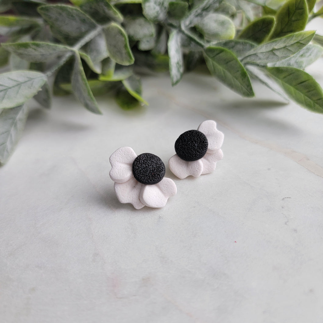 Black and White Flower Studs