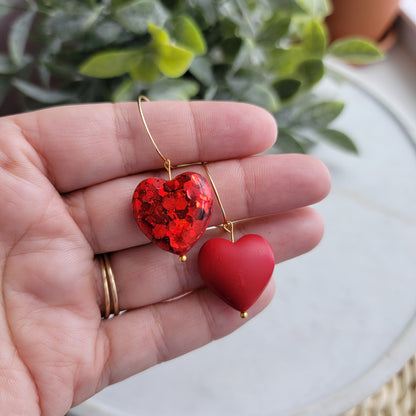 Double Sided Glitter Heart Earrings