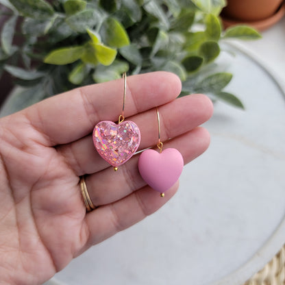 Double Sided Glitter Heart Earrings