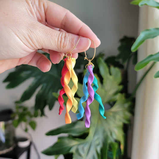 Rainbow Ribbon Earrings