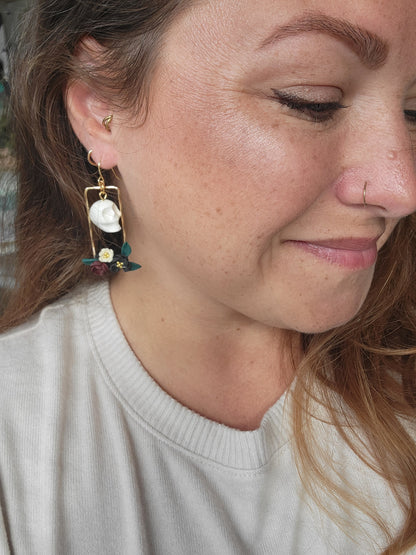 Floral Skull Earrings