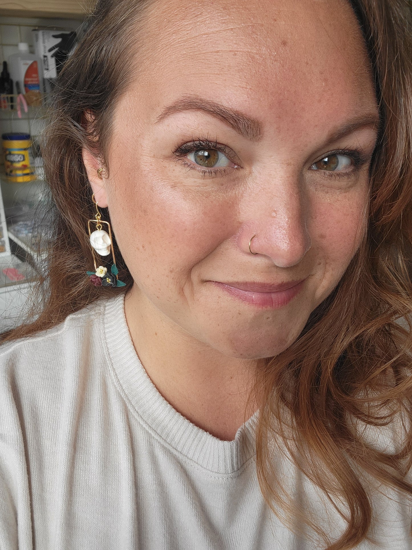Floral Skull Earrings