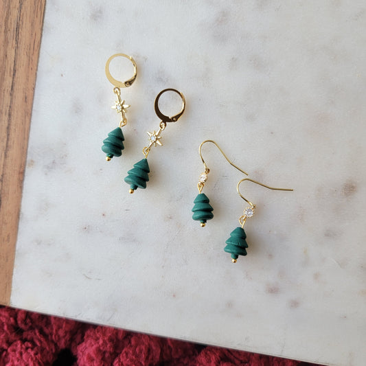 Christmas Tree Bead Earrings