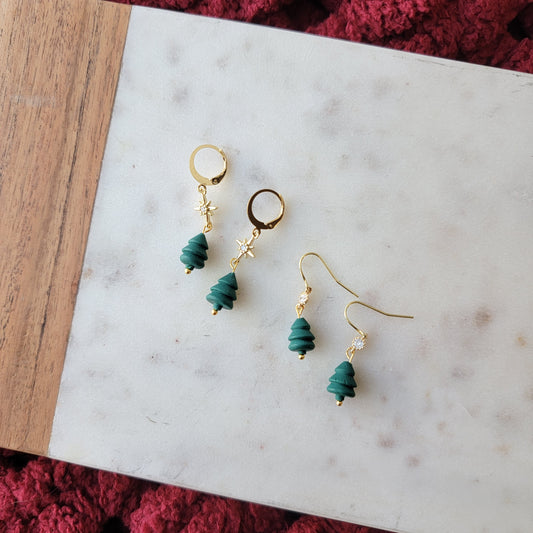 Christmas Tree Bead Earrings