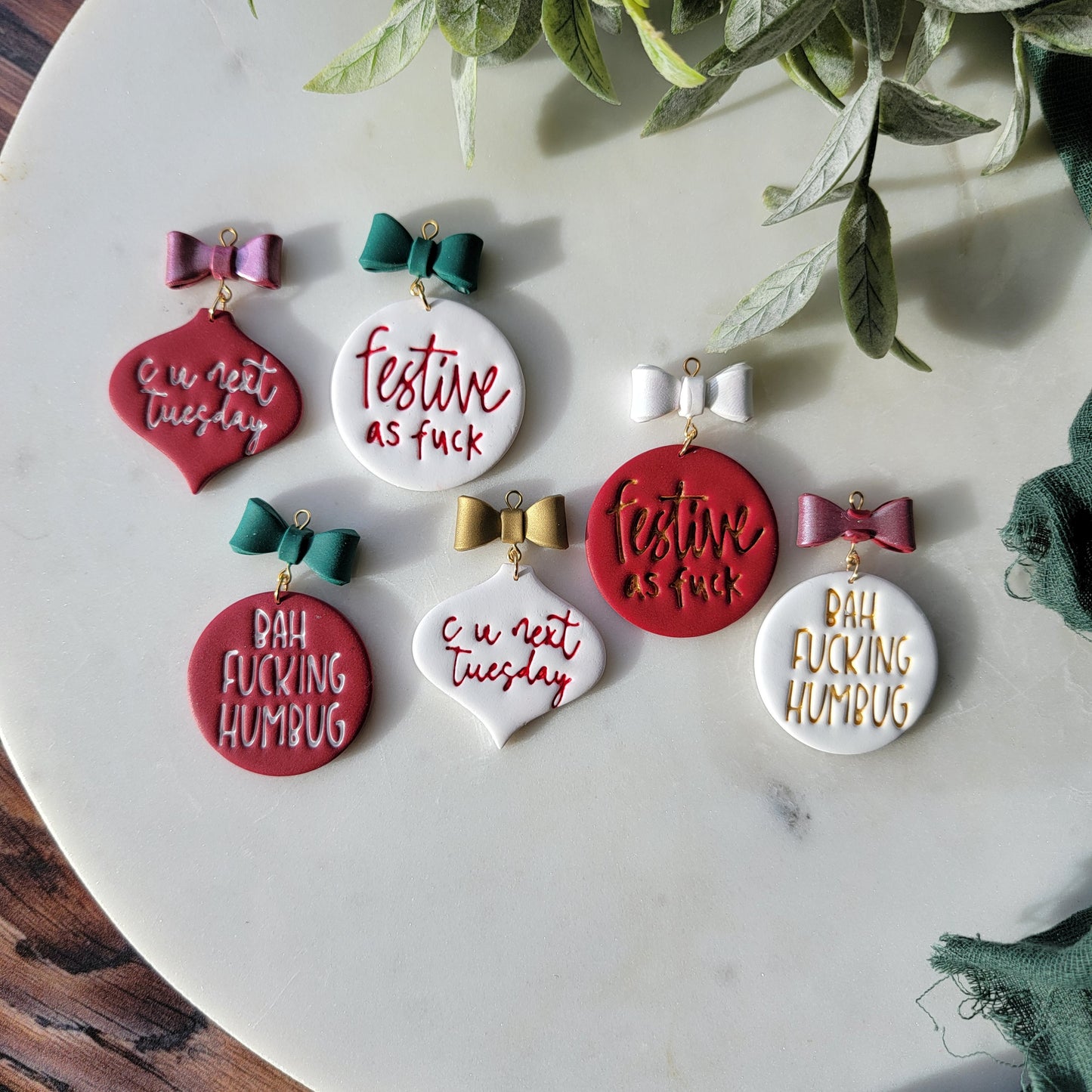 NSFW Holiday Ornaments and Earrings