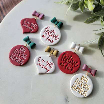 NSFW Holiday Ornaments and Earrings
