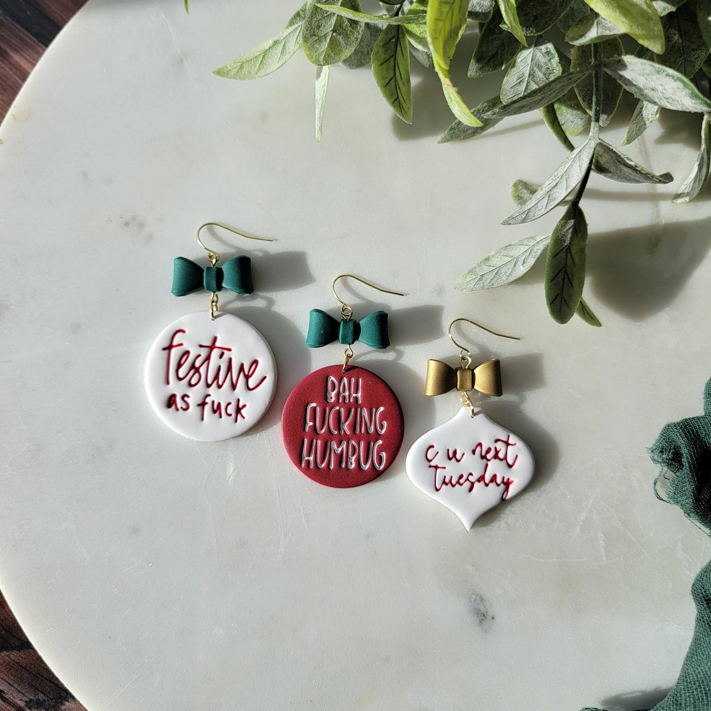 NSFW Holiday Ornaments and Earrings