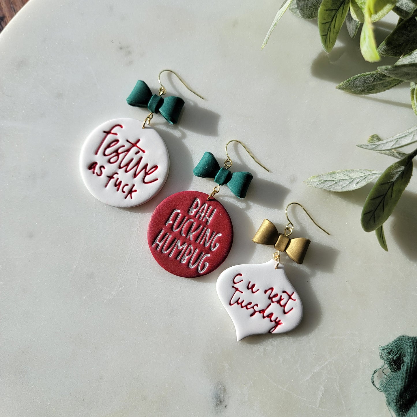 NSFW Holiday Ornaments and Earrings