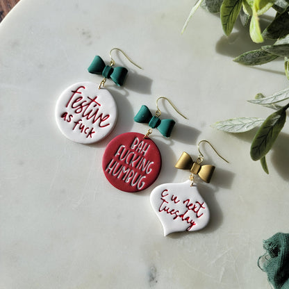 NSFW Holiday Ornaments and Earrings