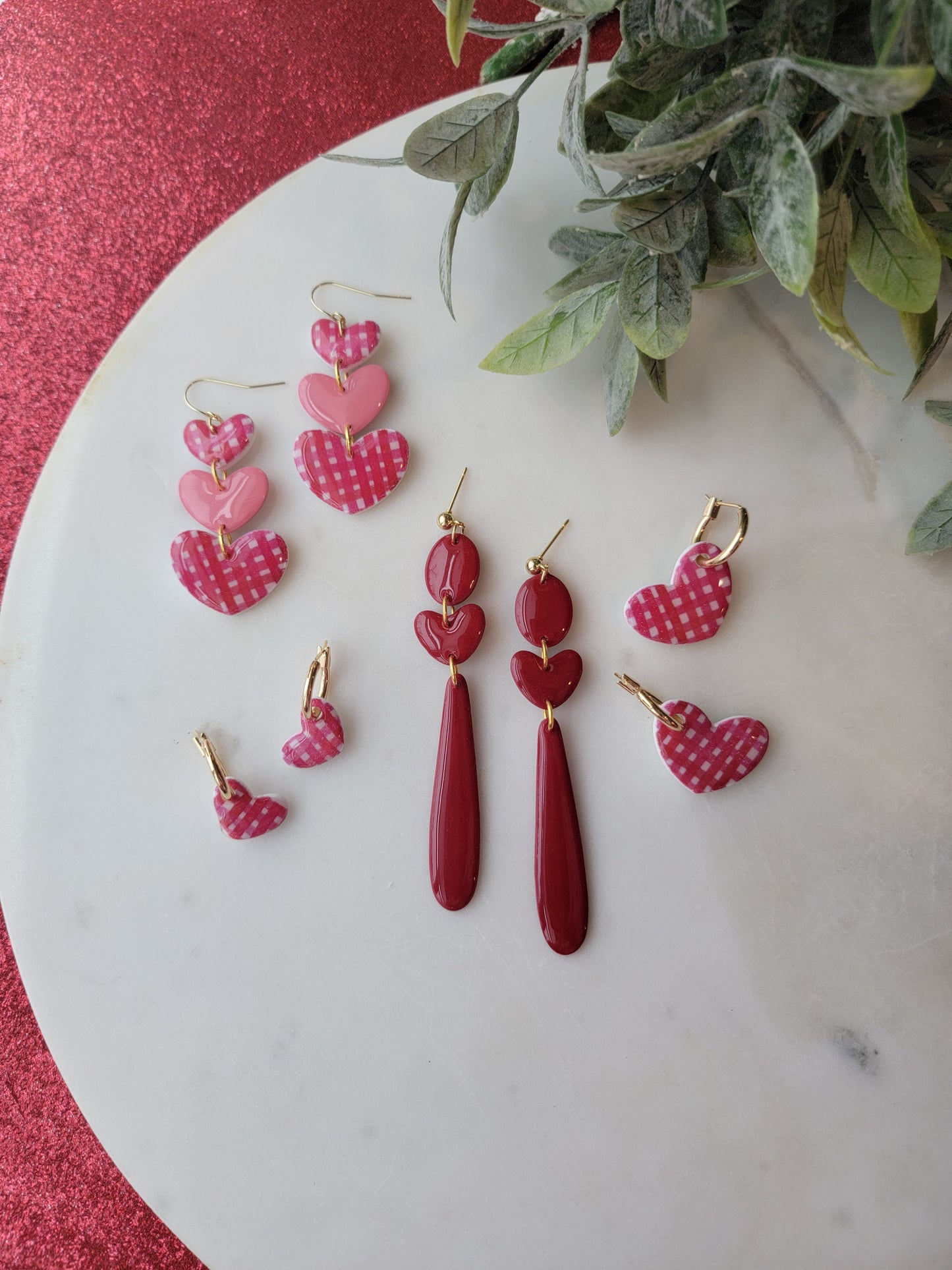 Plaid Heart Stack Earrings