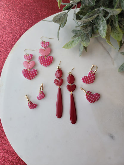 Plaid Heart Stack Earrings