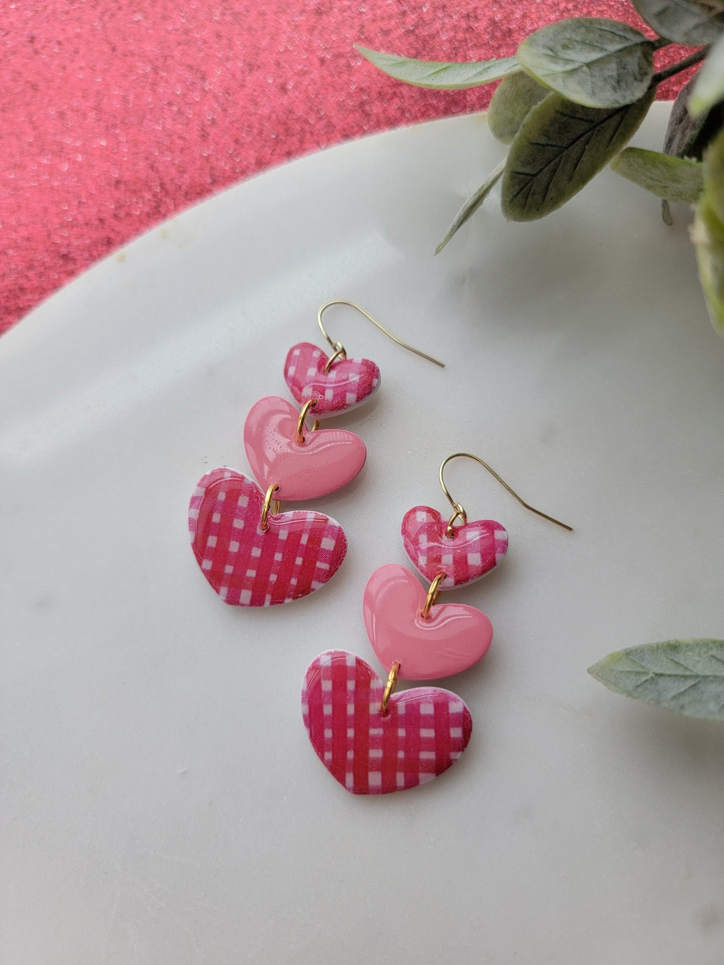 Plaid Heart Stack Earrings