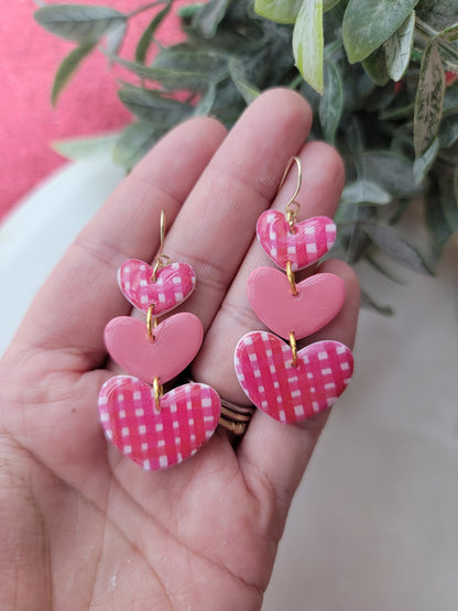 Plaid Heart Stack Earrings