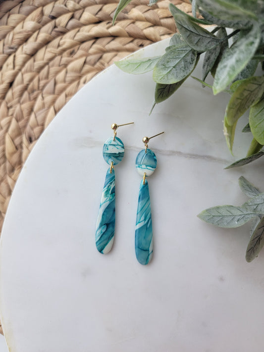 Teal Stone Long Drops