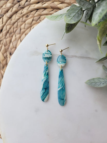Teal Stone Long Drops