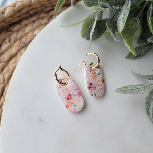 Soft Floral Print Charm Earrings