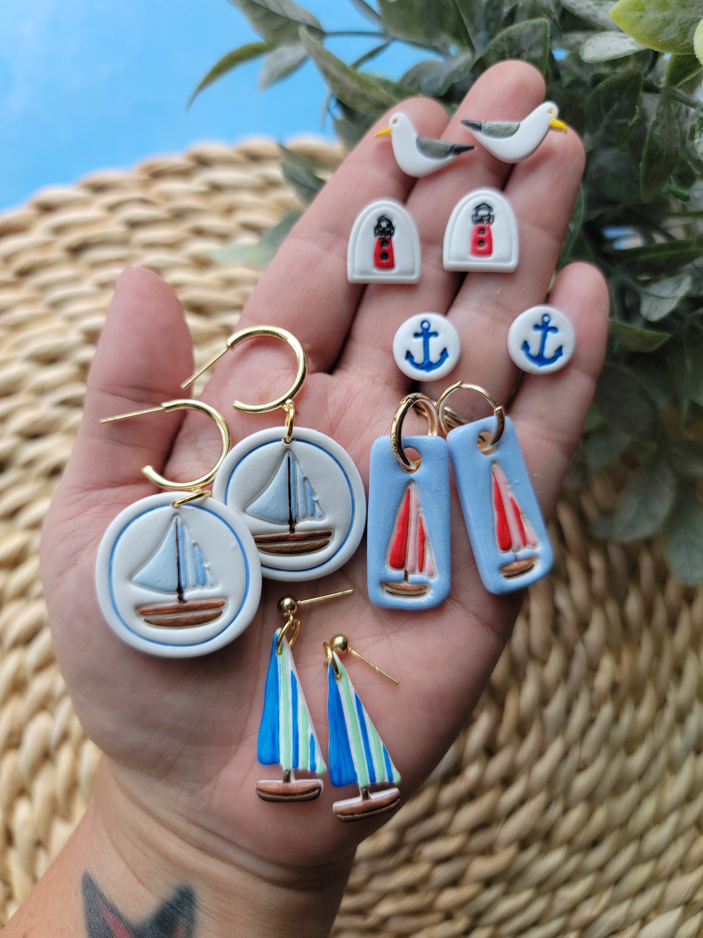 Blue and Green Sailboat Earrings
